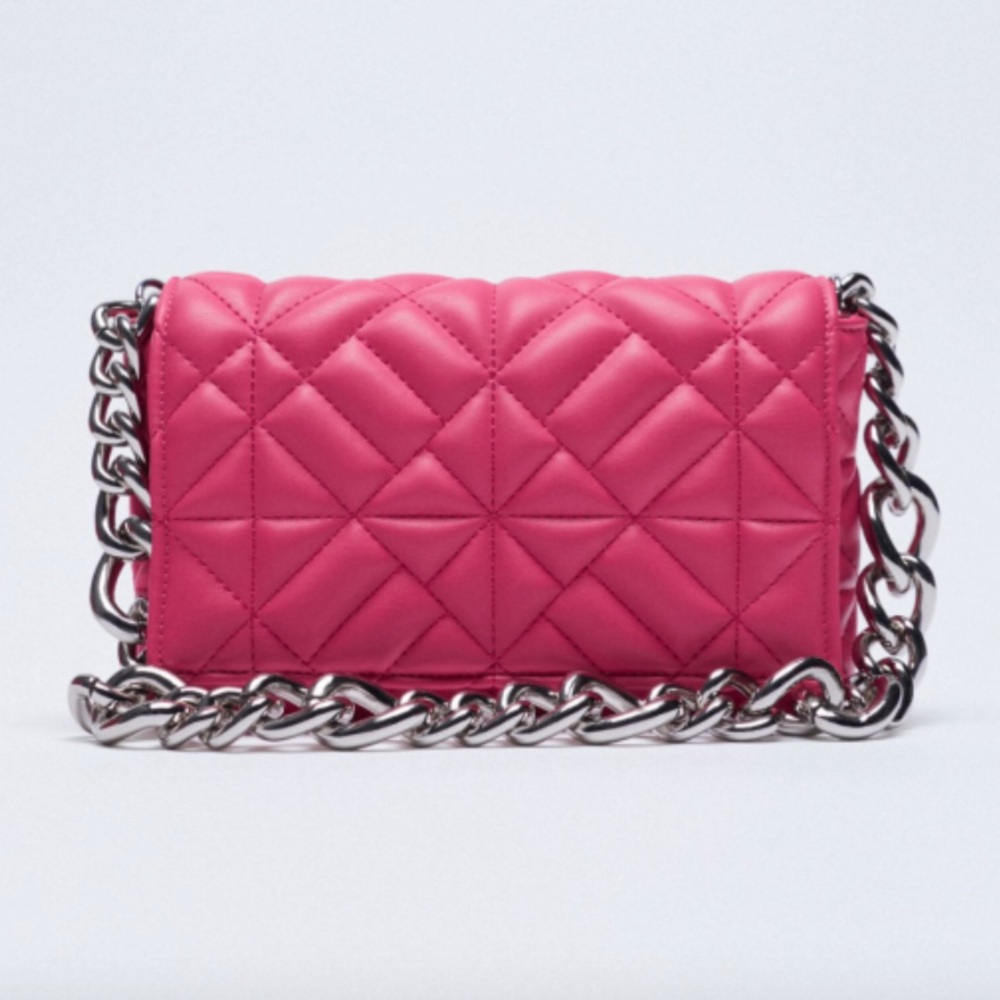Zara Hot Pink Quilted Shoulder Bag